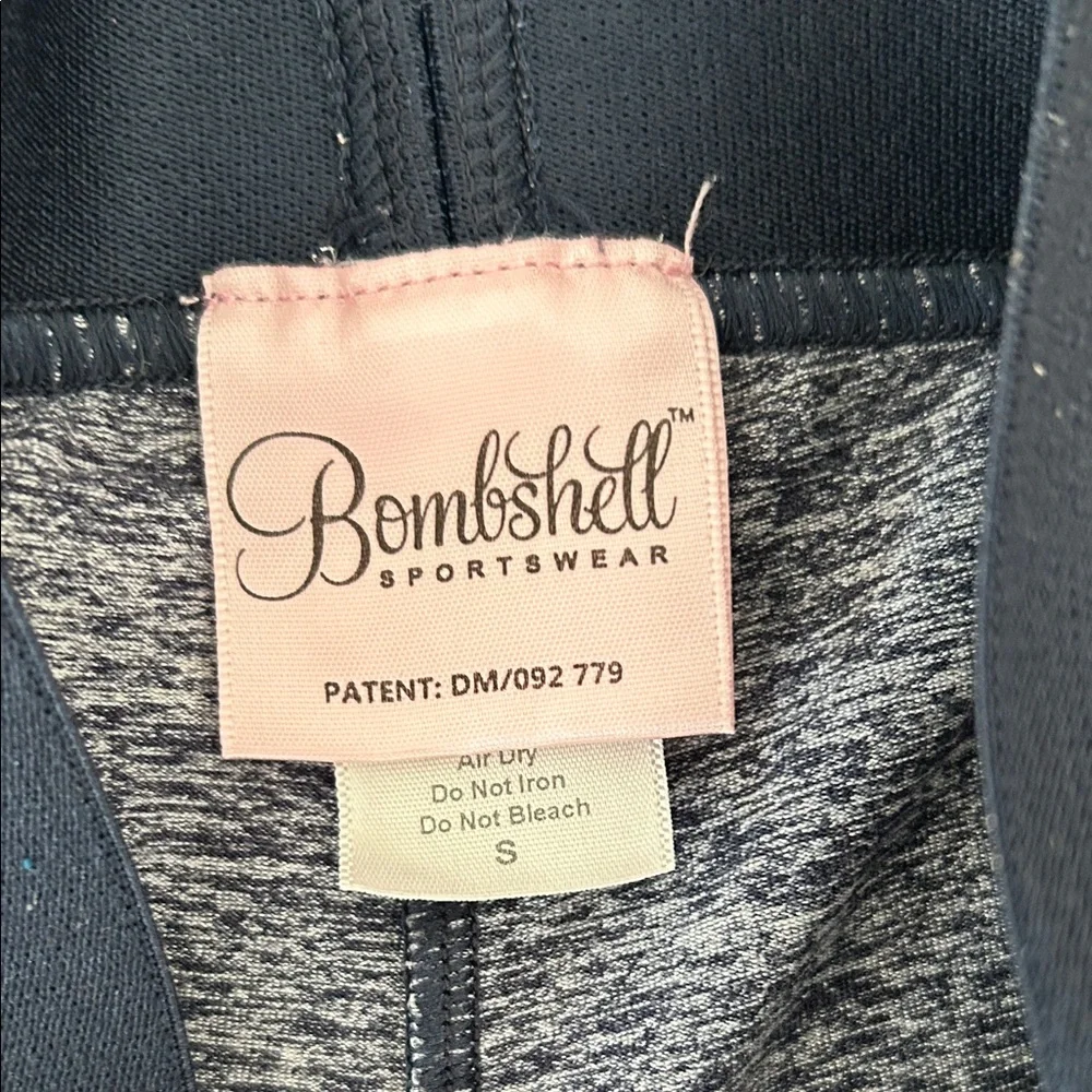 Bombshell Sportswear Navy, Gray thigh high mid rise Striped Leggings - Picture 3 of 3